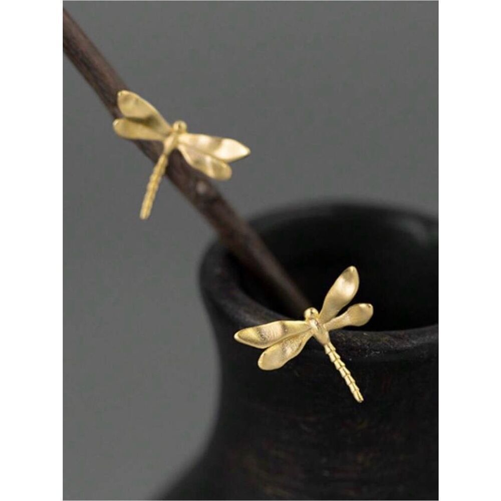 Gold Dragonfly Stud Earrings A1977